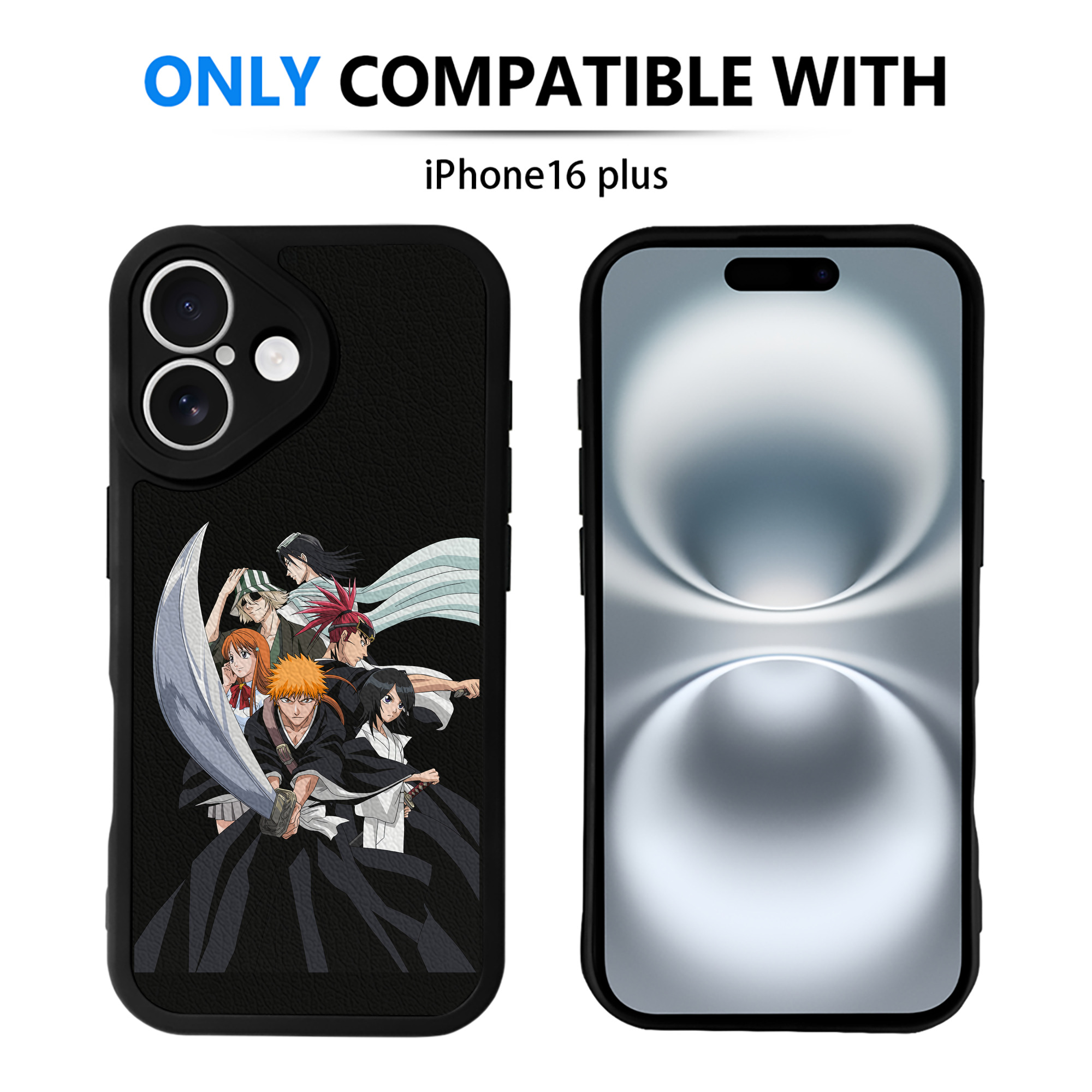 ブリーチ 黒崎一護（くろさき いちご）BLEACH Kurosaki Ichigo 【iPhone 16シリーズ対応】シリコンスマホケース（レザー調） 材質：シリコン